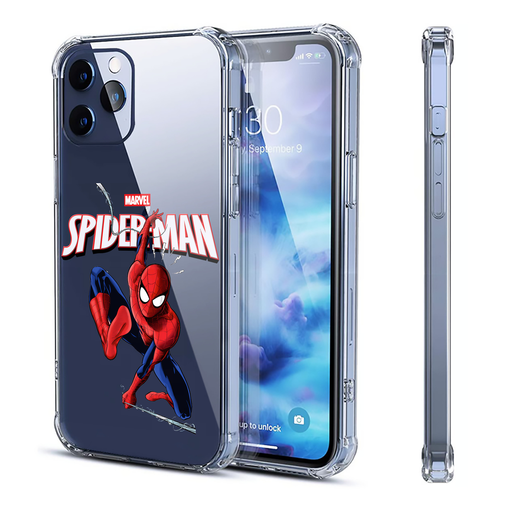 （画像用） Spider Man スパイダーマン 【iPhone 12シリーズ対応】透明スマホケース（クリアソフトケース）